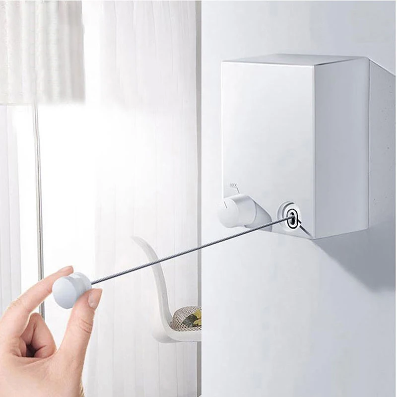 

Retractable Clothesline Indoor Outdoor Clothes Line Wall Mounted Drying Rack To Prevent Sagging Adjustable Hanger Home Supplies