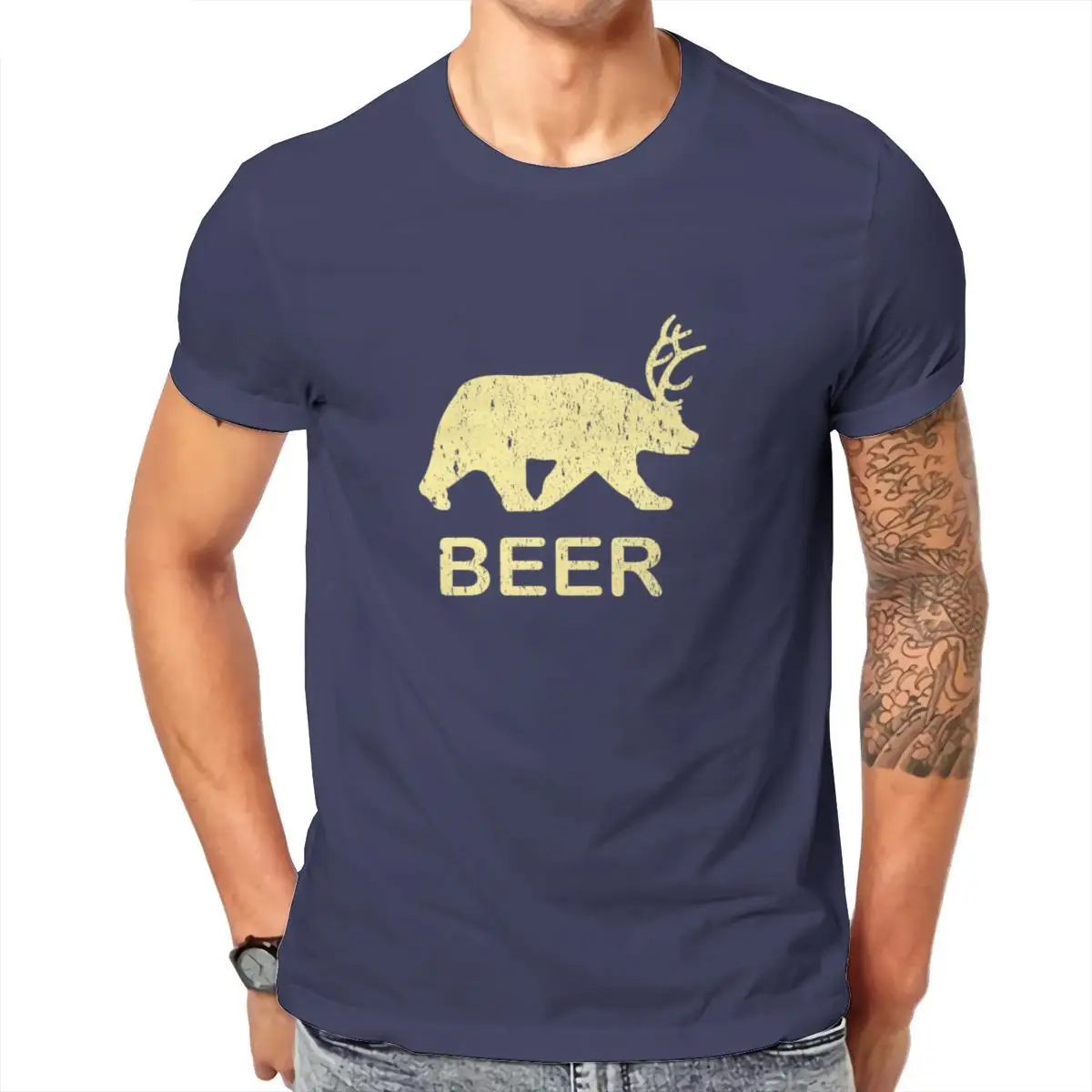 

Wholesale Funny Gym Shirt - Beer Bear Deer Vintage T-Shirt Unisex Oversize T-Shirt Essentials Printing Games Vintage Tees 102060
