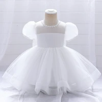 white 1 year baby girl birthday party dress for newborn clothes big bowknot short sleeves infant christending gown
