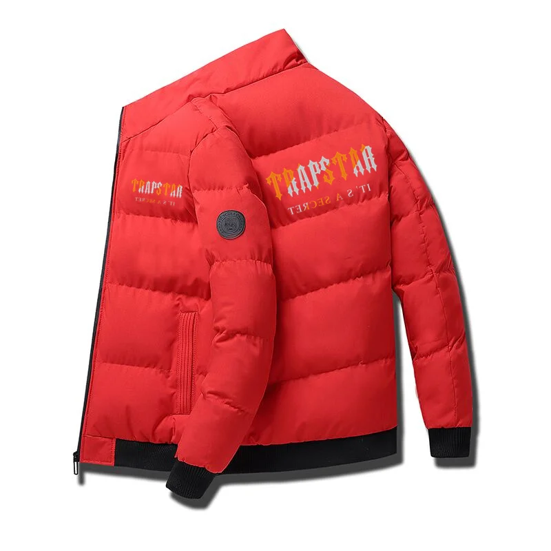 Autumn and Winter New Men's Windproof Cotton Padded Clothes Large Size Warm Printing Coat Casual Zipper Men's Top