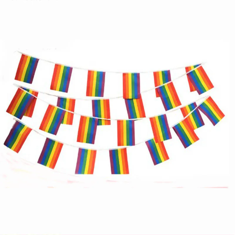 

14*21 CM Gay Pride String Flag 10 Meters 38 Pieces/Set Rainbow Bunting Banner