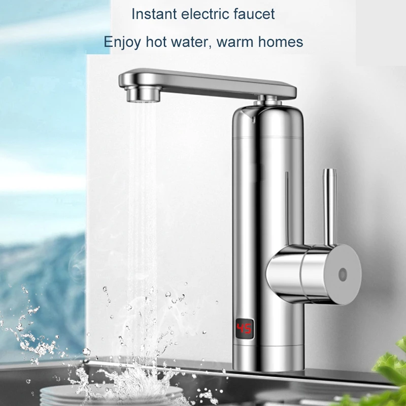 

220V Temperature Display Instant Hot Water Heater Kitchen Instantaneous Tankless Electric Faucet Rapid Cold Heating Tap Shower