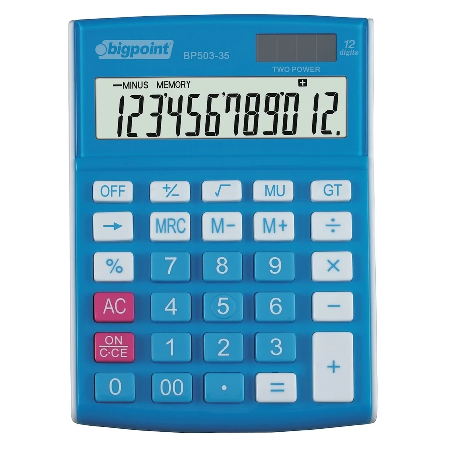 Bigpoint Calculator Machine 12 Digits Blue | Doll Playsets