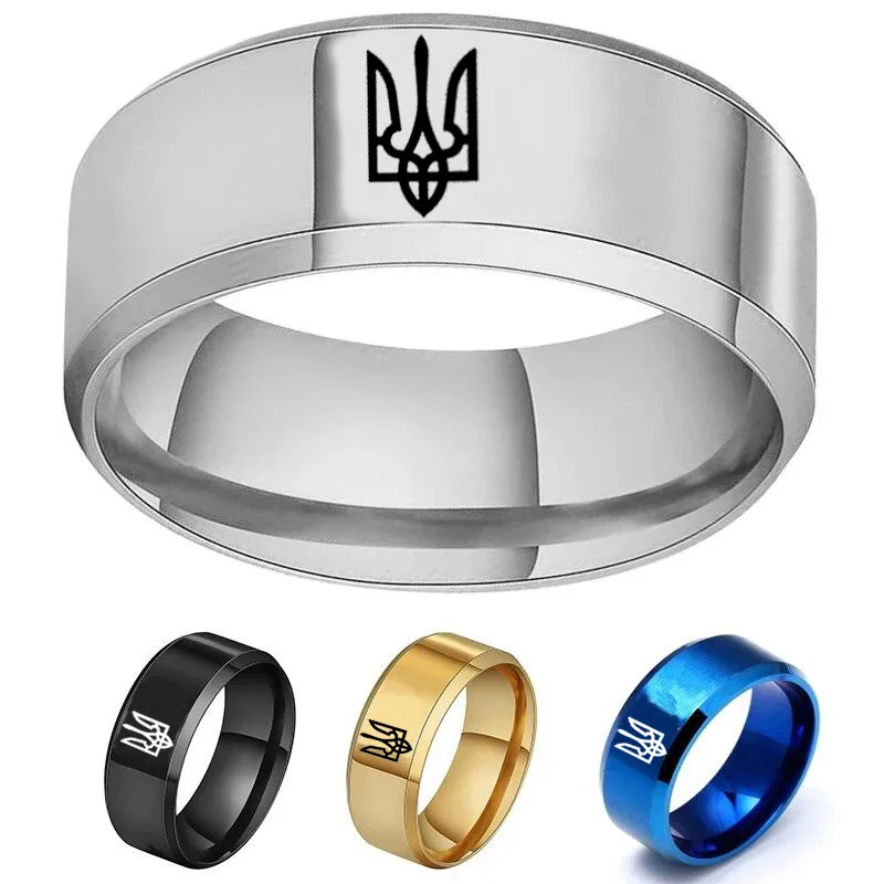 

Bxzyrt 4 Colors 8mm Stainless Steel Ring Ukrainian National Emble Rings God Bless Ukrainian Personalised Engrave Ring Jewelry