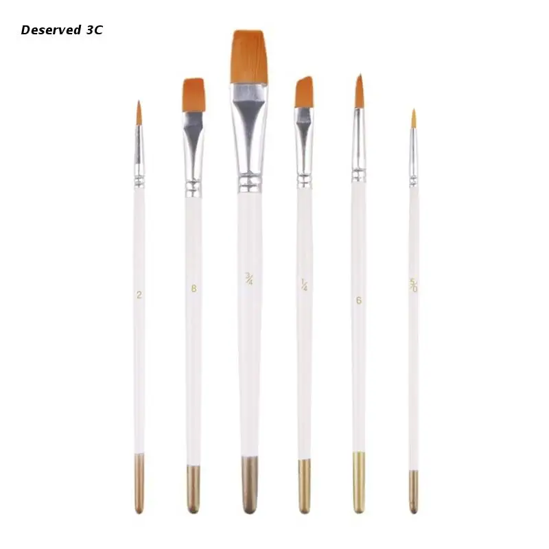 

R9CB 6PCS Paint Brushes Flexible Nylon Brush Head for Acrylic Painting Oil Watercolor