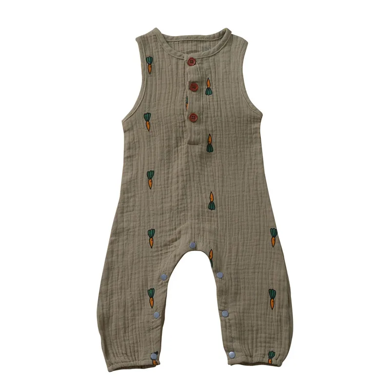 Baby Jumpsuit Boys Girls Sleeveles Soveralls Summer Cotton Bodysuit Newborn Soft Rompers Clothes 0-3 Yeas