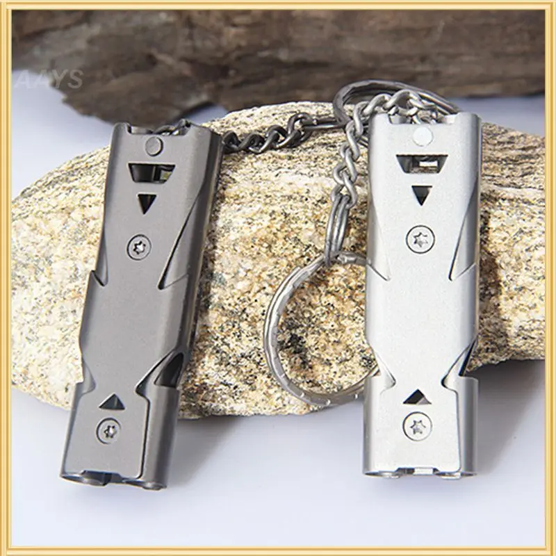 

Aluminum Whistles Double Pipe High Decibel Emergency Multifunction Tool Keychain Cheerleading Whistle Outdoor Camping Survival