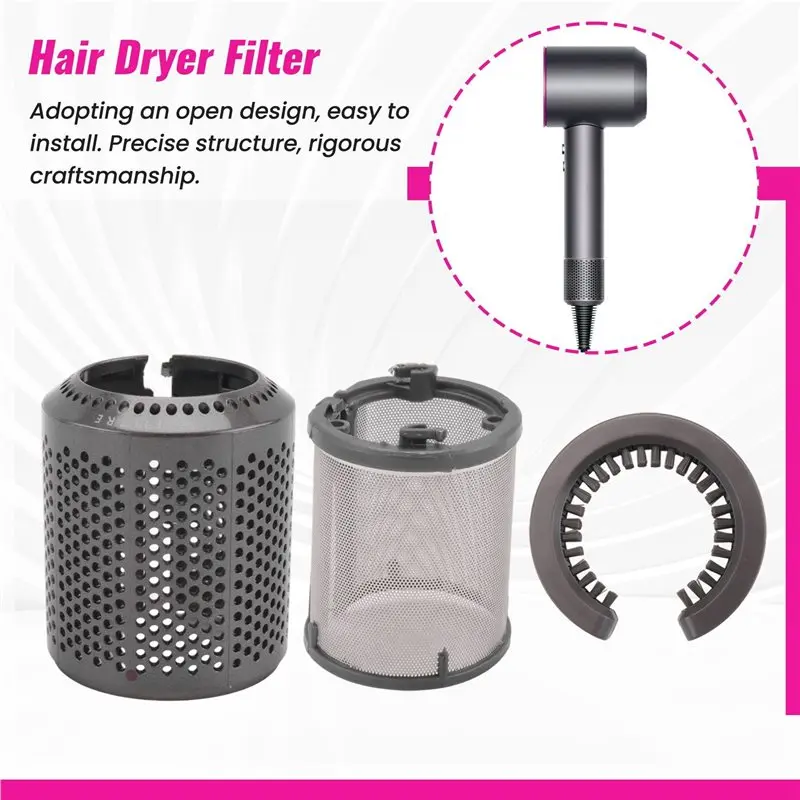 Фото Внутренний фильтр EMECE-5X + внешний фильтр-корзина для фена Dyson, модели HD01, HD03, HD08, с щеткой для чистки фильтра A №3