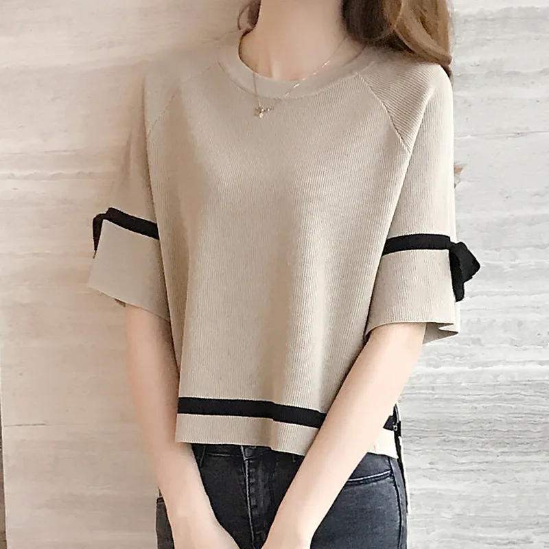 Женская футболка с расклешенными рукавами Свободный Повседневный пуловер