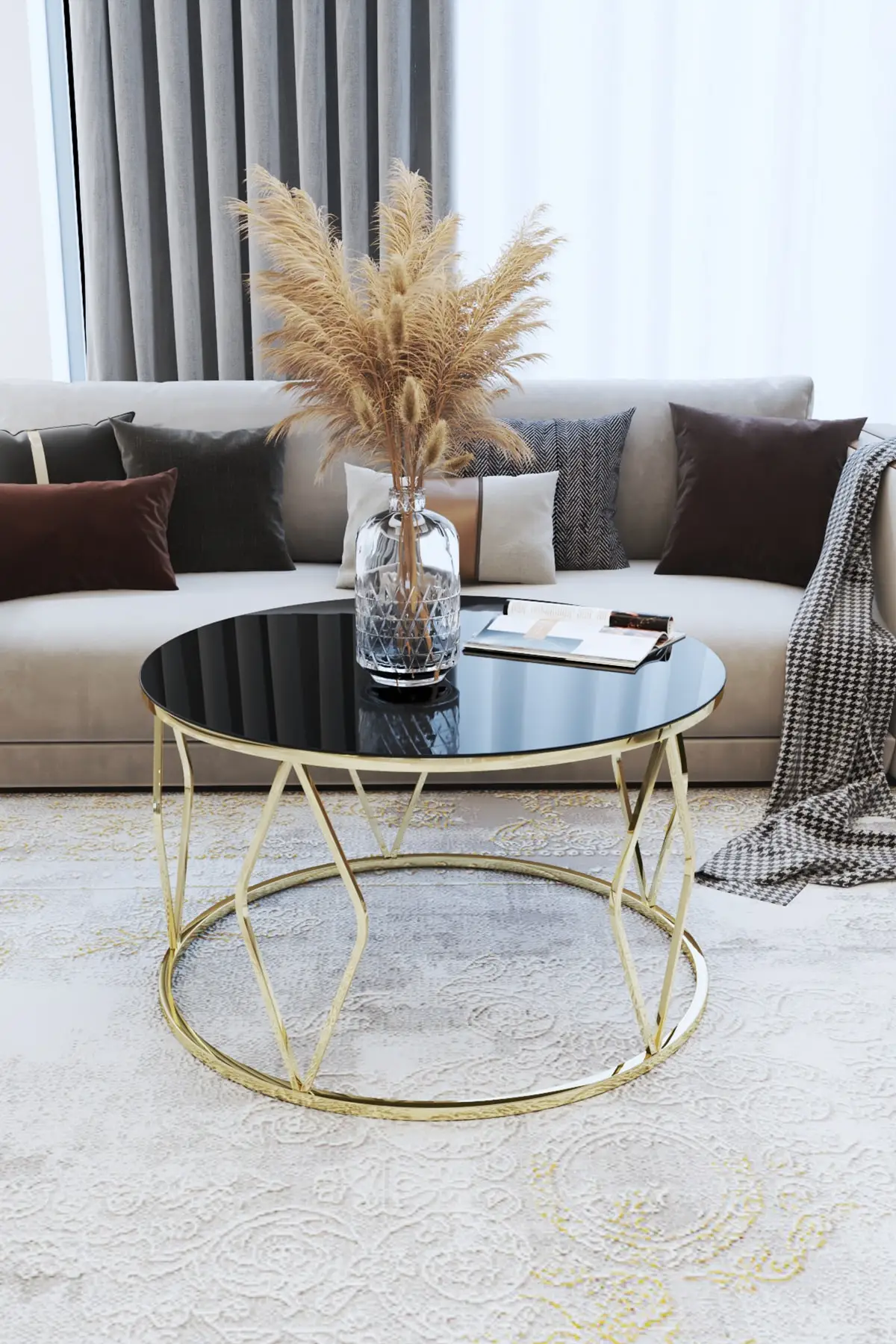 

Crystal Gold Medium Coffee Table Black Unbreakable Mirror coffee table