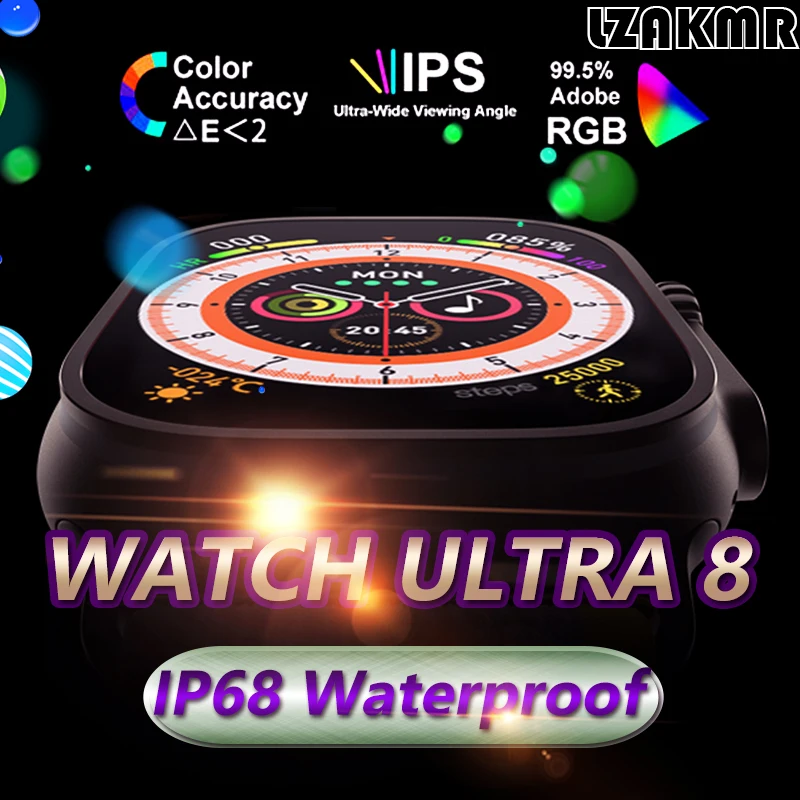 

Smart Watch Ultra N8 IP68 Waterproof Series 8 NFC Always on Temperature 2.0" Screen Smartwatch Men Women Call for IOS Android