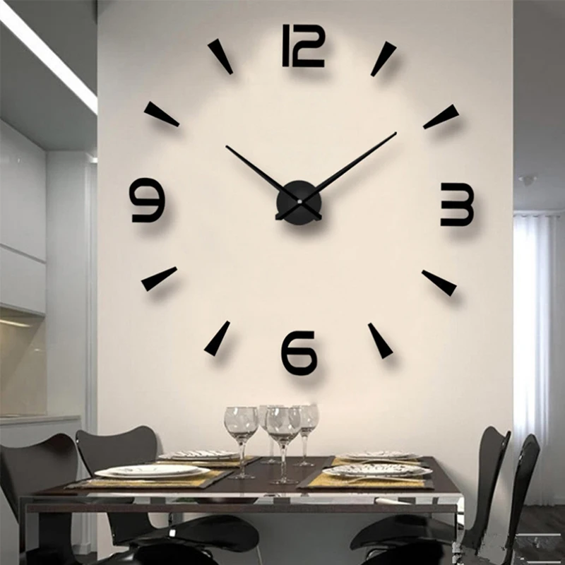 6 סוגים אילם קיר שעון DIY מראה אקריליק דיגיטלי שעון חדר תפאורה קיר מדבקה פשוט מודרני חדר שינה קישוט סלון