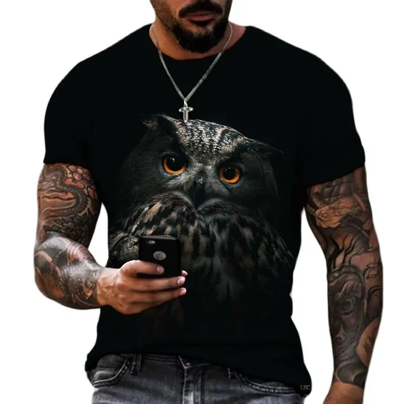 

2022 Men s Tshirt Exclusive Design Animal World Owl Bird Eagle Short Sleeve O-neck 3d Printed Tshirt Men s Top