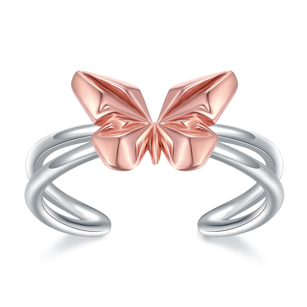 

925 Sterling Silver Adjustable Cute Animal Butterfly Statement Promise Ring Jewelry Birthday Gifts for Women Girls Mom Grandma