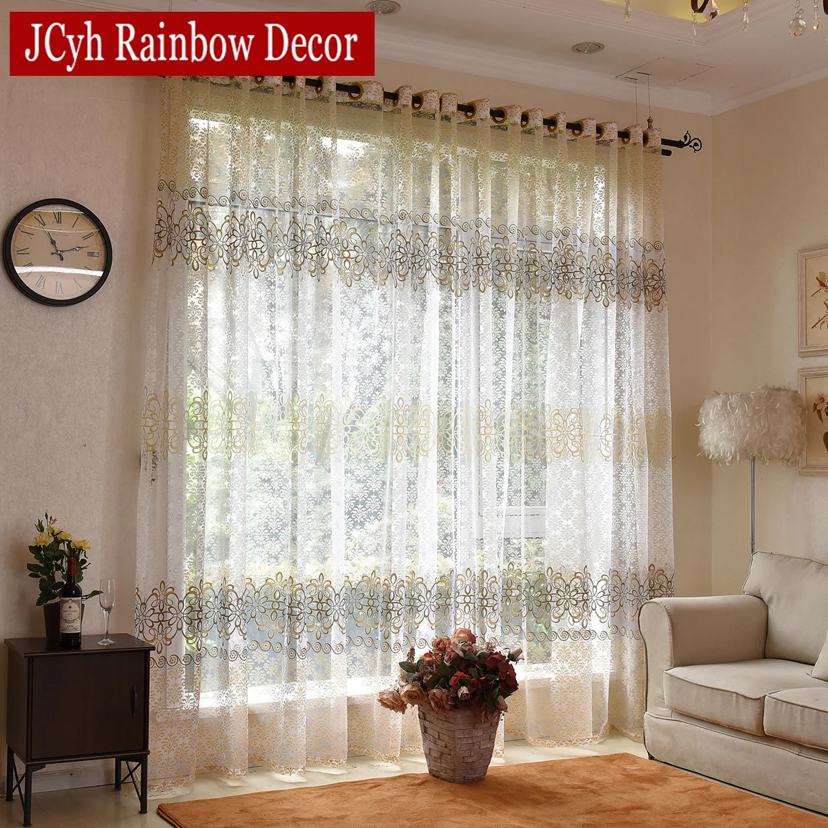 Modern Flora Tulle Curtains For Living Room Bedroom Blue Voile Sheer Window Kitchen Door Curtain Fbric Drapes | Дом и сад