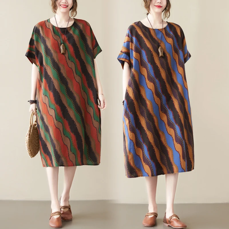 

Новое поступление 2023, летняя мода свободного размера с круглым вырезом и коротким рукавом, цветочный принт, цветочный принт X7720