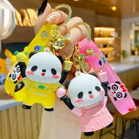fruit milk tea panda series keychain cute trendy design exquisite car key ring chain leather bag pendant gift jewelry wholesale