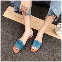 womens flat bottom sandals summer new leather cross decoration flat heeled womens sandals wine red lazy slippers zapados mujer