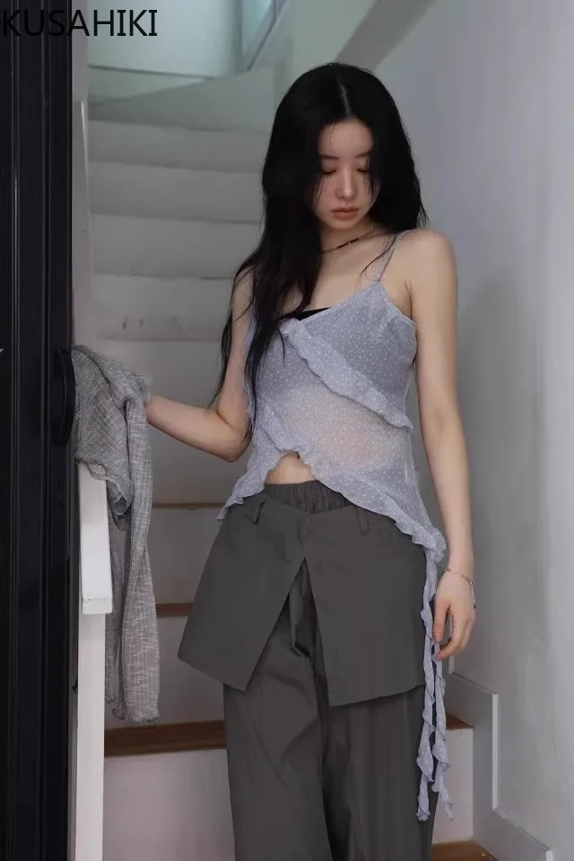 Корейская Блузка с оборками и лентами V-образным вырезом