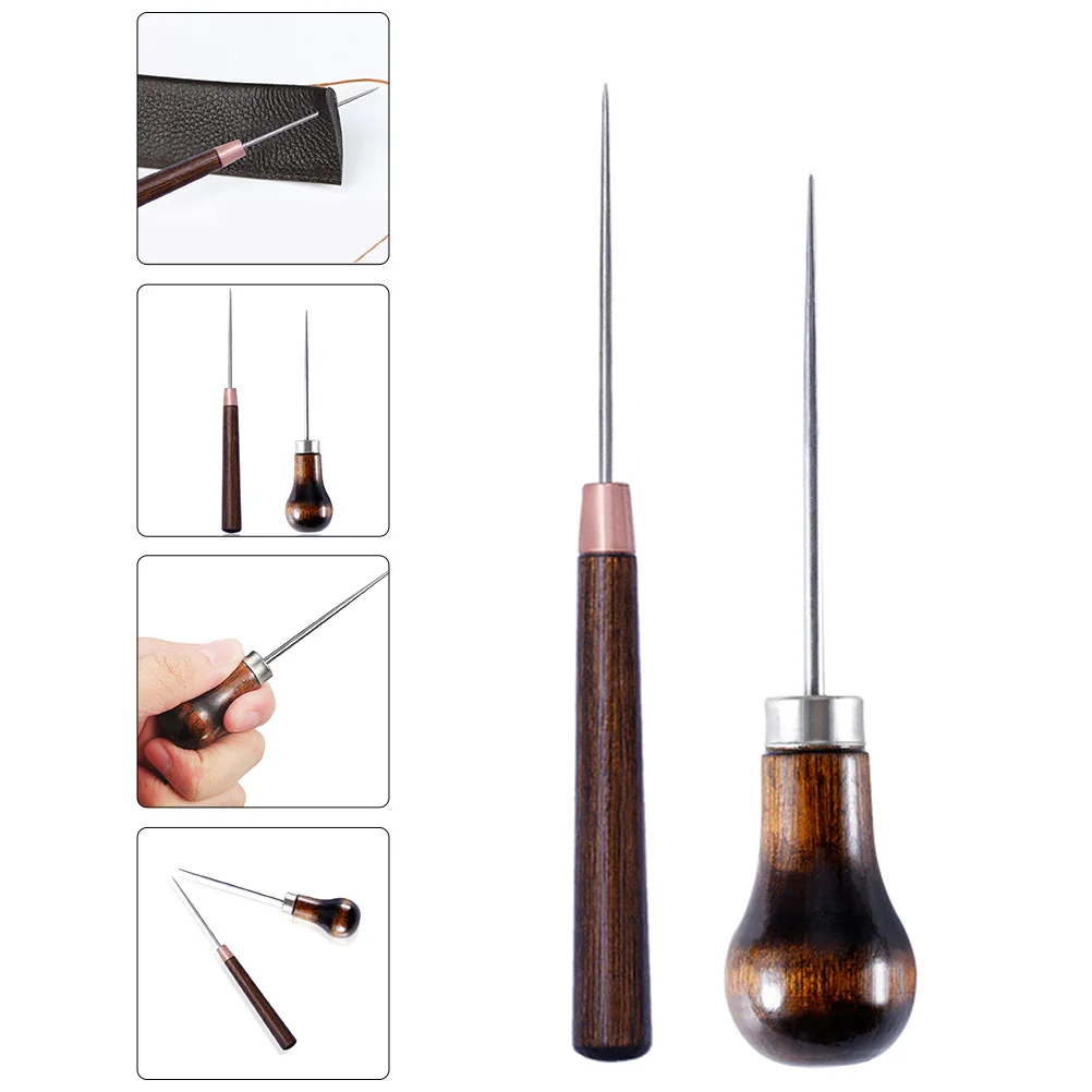 

2Pcs Scratch Tool Wooden Handle Gourd Scratch Stitching Awls Sewing Pin Pouch