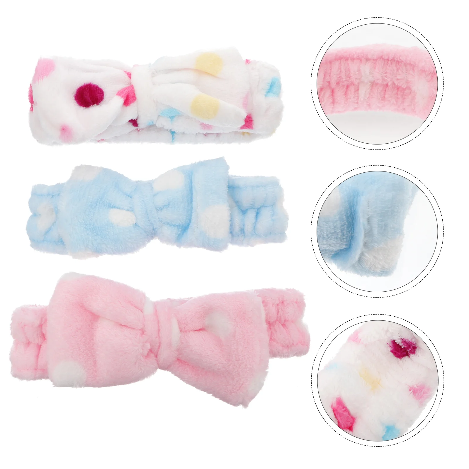

3 Pcs Butterfly End Headband Remover Elastic Plush Heaband Women Lovely Coral Fleece for Washing Face