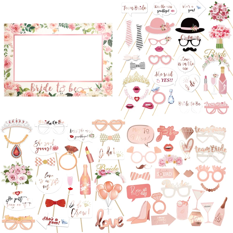 

1Set Bride To Be Paper Handheld Photography Props Team Bride Wedding Party Bride Shower Hen Party Decoration Articles