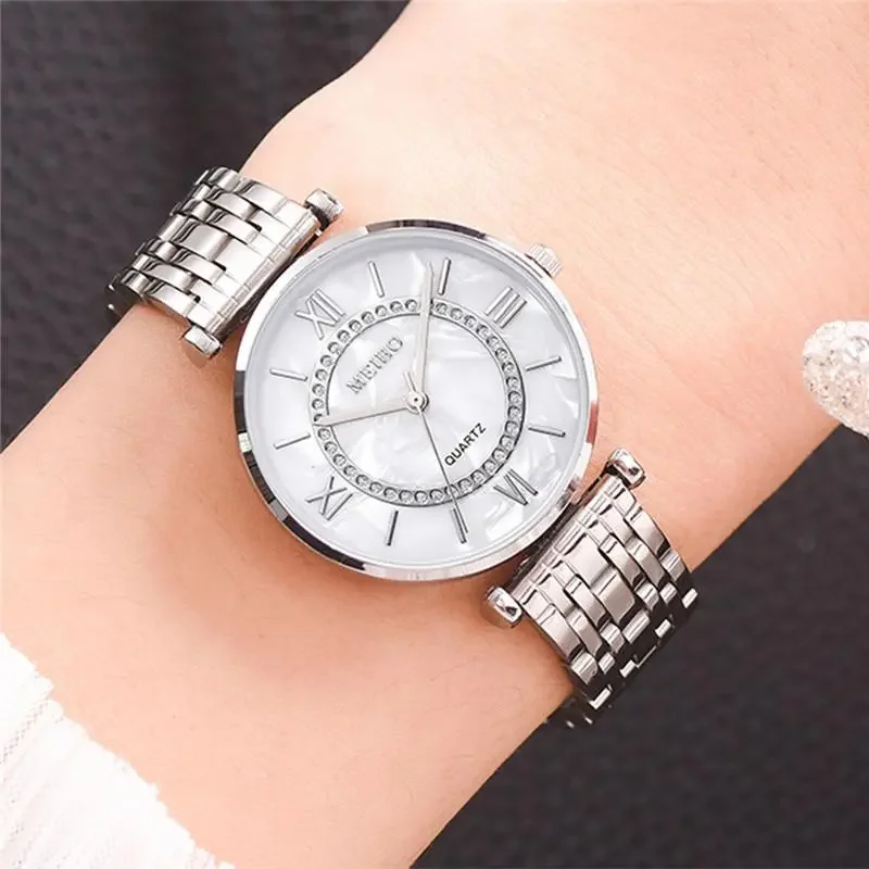 Watches Top Brand Luxury 2022 Fashion Diamond Ladies Wristwatches Stainless Steel Silver Mesh Strap Female Quartz Watch