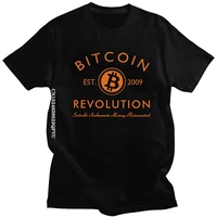cool bitcoin tshirt mens graphic cryptocurrency revolution tee tops crew neck fitted pure cotton fashion tshirts clothing