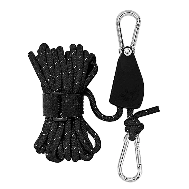 

Tent Rope Adjuster Cord Tie Down Rope Hanger Pulley Guyline Tensioner Fastener W/ Carabiner For Kayak Canoe Awning Tarp Canopy