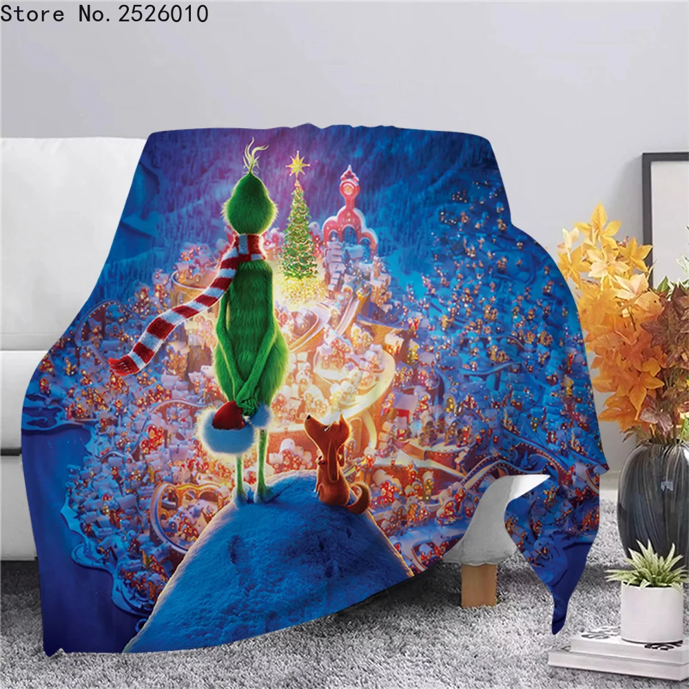 

Рождественское теплое фланелевое одеяло с принтом Зеленых Волос монстров одеяло офисное детское одеяло для студентов 01