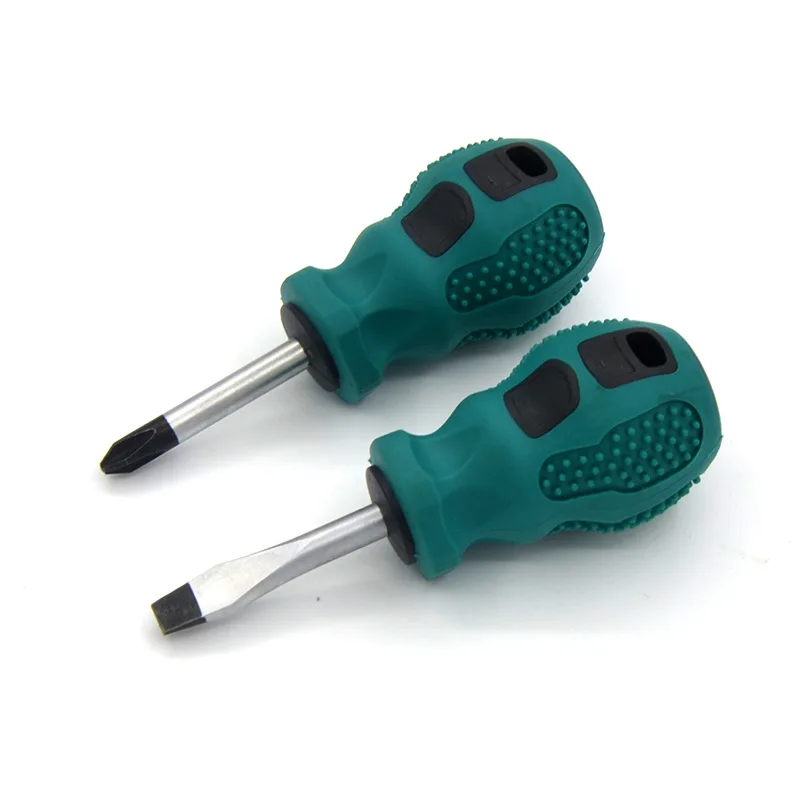 

Magnetic screwdriver rubber handle screwdriver mini dual-purpose Phillips short screwdriver Hand tool for home