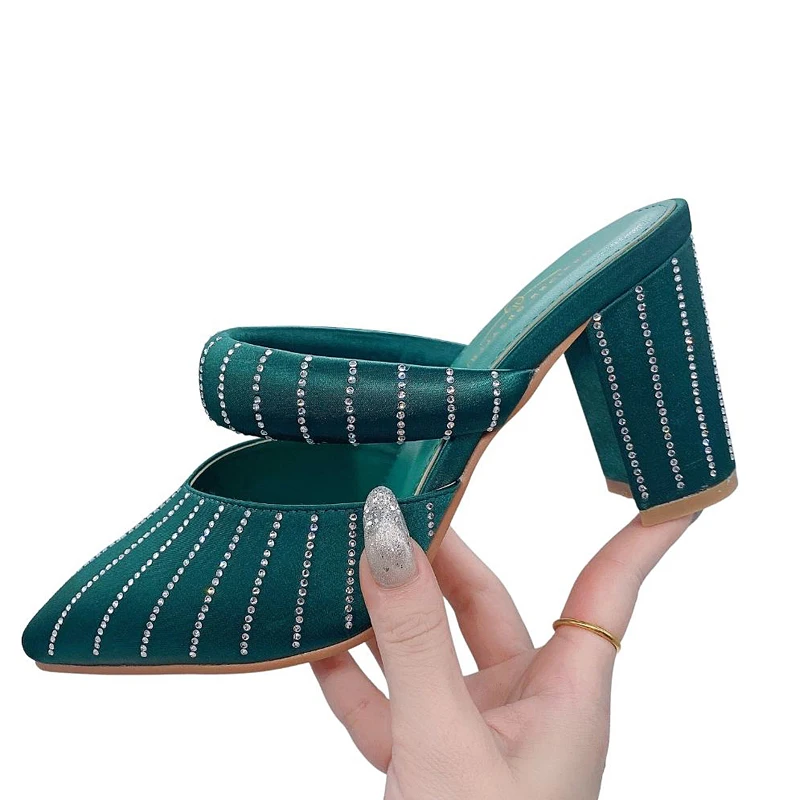 2023 High Heels Pointed Toe Stiletto Women's High Heels Fashion Ladies Wedding Banquet Sequin Striped Women's Shoes Solid Color