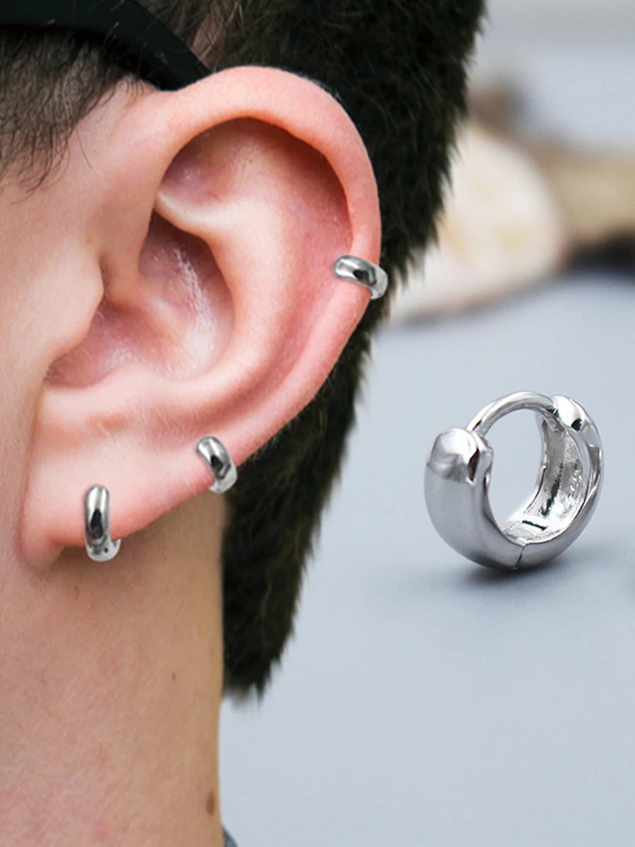 Красивые простые модные маленькие серьги из стерлингового серебра мужские