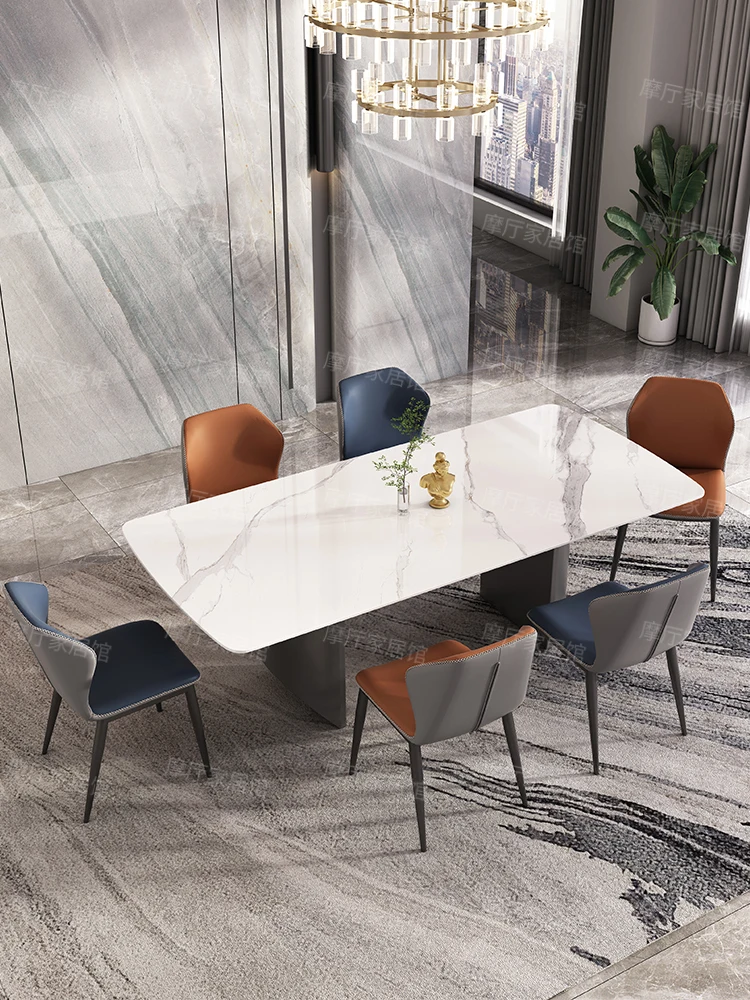 

Modern simple combination of Nordic Italian luxury marble dining table and chair