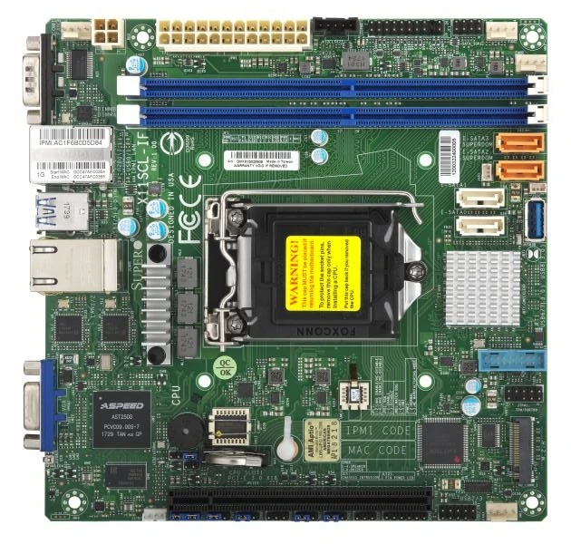 

X11SCL-IF for Supermicro Mini-ITX Motherboard LGA1151 8th/9th Gen. Core i3 Xeon E-2100/2200 Processor DDR4 M.2 NGFF Connector