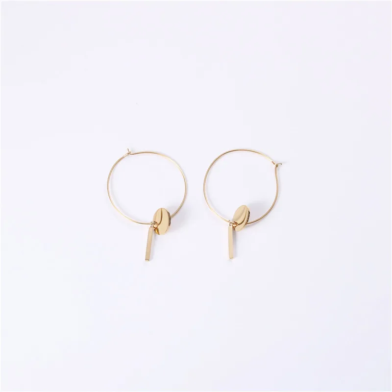 Designer Titanium Steel Gold Plating Retro Sweetheart Asymmetric XINGX MediumhoopCircle Earrings