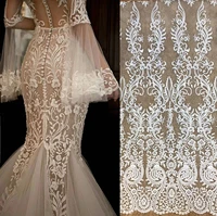 european and american heavy industry new sequins lace embroidery lace fabric fabric overall flower strip wedding dress diy