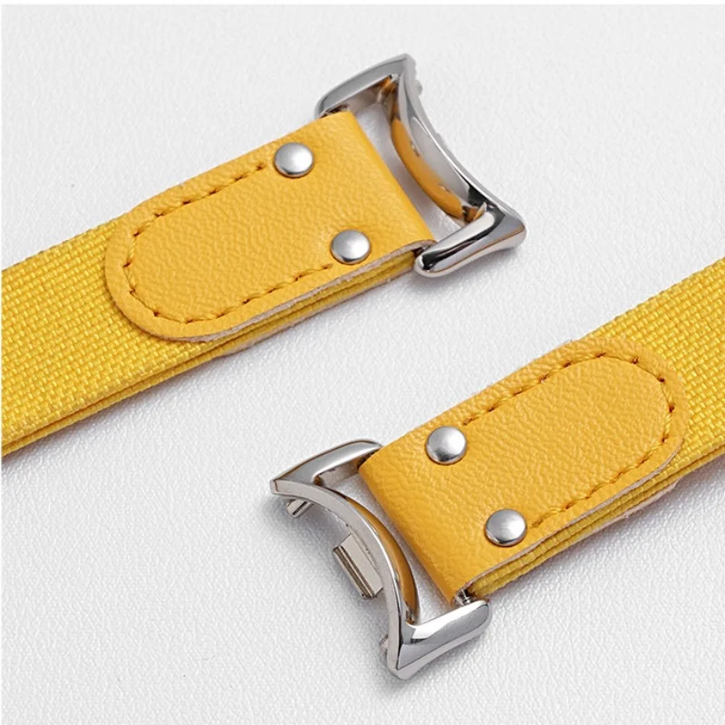 Genuine leather nylon splicing wristband, suitable for Mi Band 8 intelligent replacement strap, fashionable leather wristband