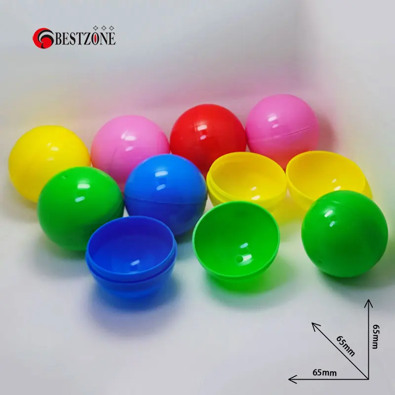 100Pcs D65MM Surprise Ball Colorful Plastic Toy Capsule Split Body Round Balls Toy Container Child Candy Box For Machine Vending