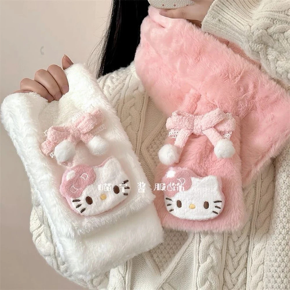 Kawaii Hello Kitty зимний плюшевый шарф с героями мультфильмов студенческий