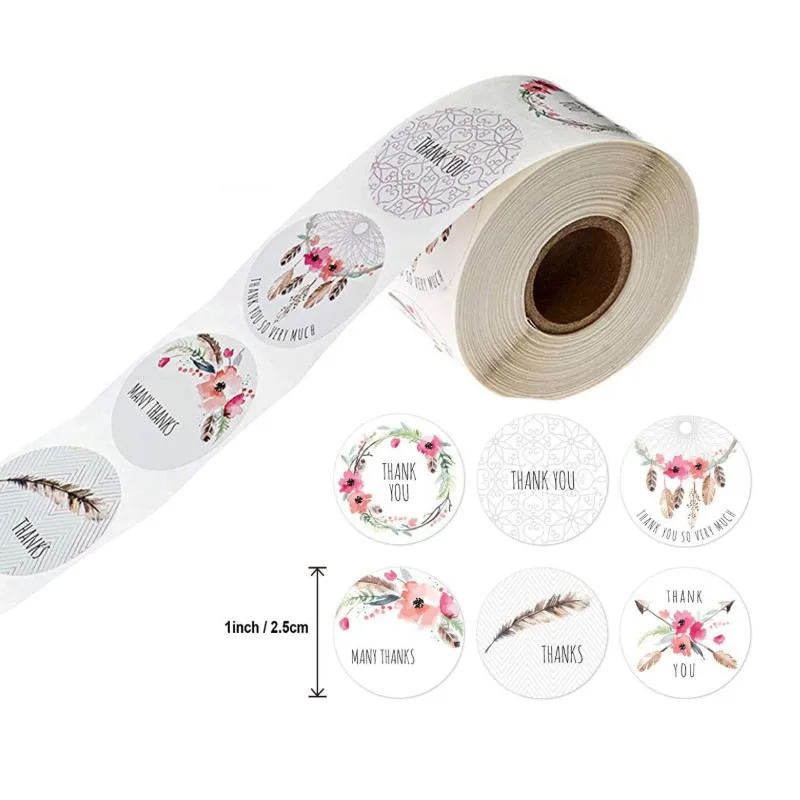 

free shipping 5000pcs/pack Flower Pattern flower thank you sticker Flower packaging stickers decoration Order Sticker
