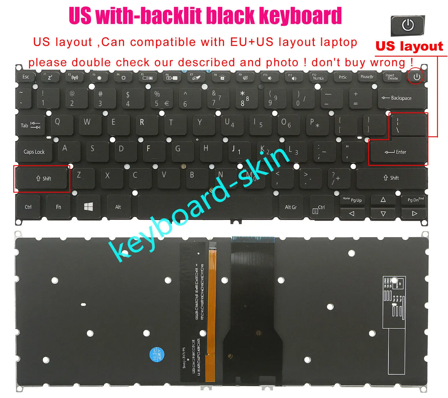 

New US Backlit Keyboard For Acer Swift 1 SF114-32 SF114-33 SF114-34 SF114-32-P30S SF114-32-C91M laptop