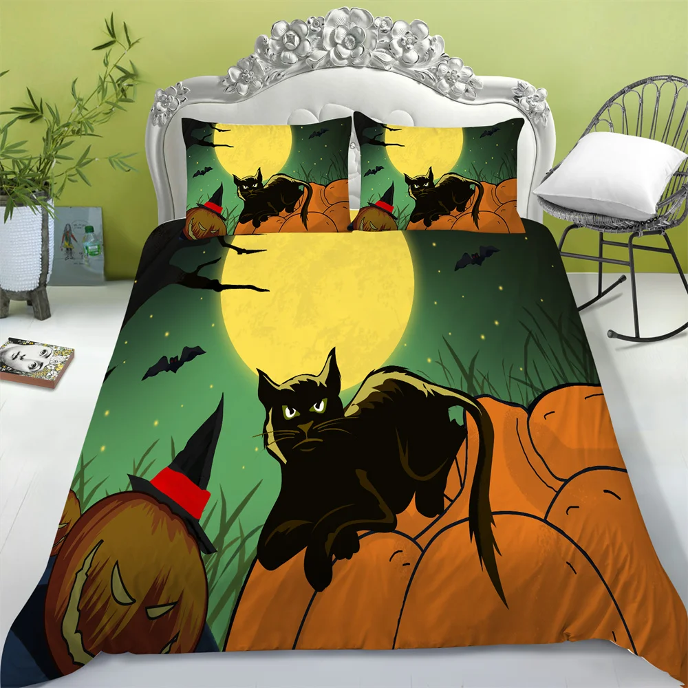 

Duvet Covers Halloween Print Quilt Cover Polyester Home Textiles with Pillowcase Luxury Bedding Clothes