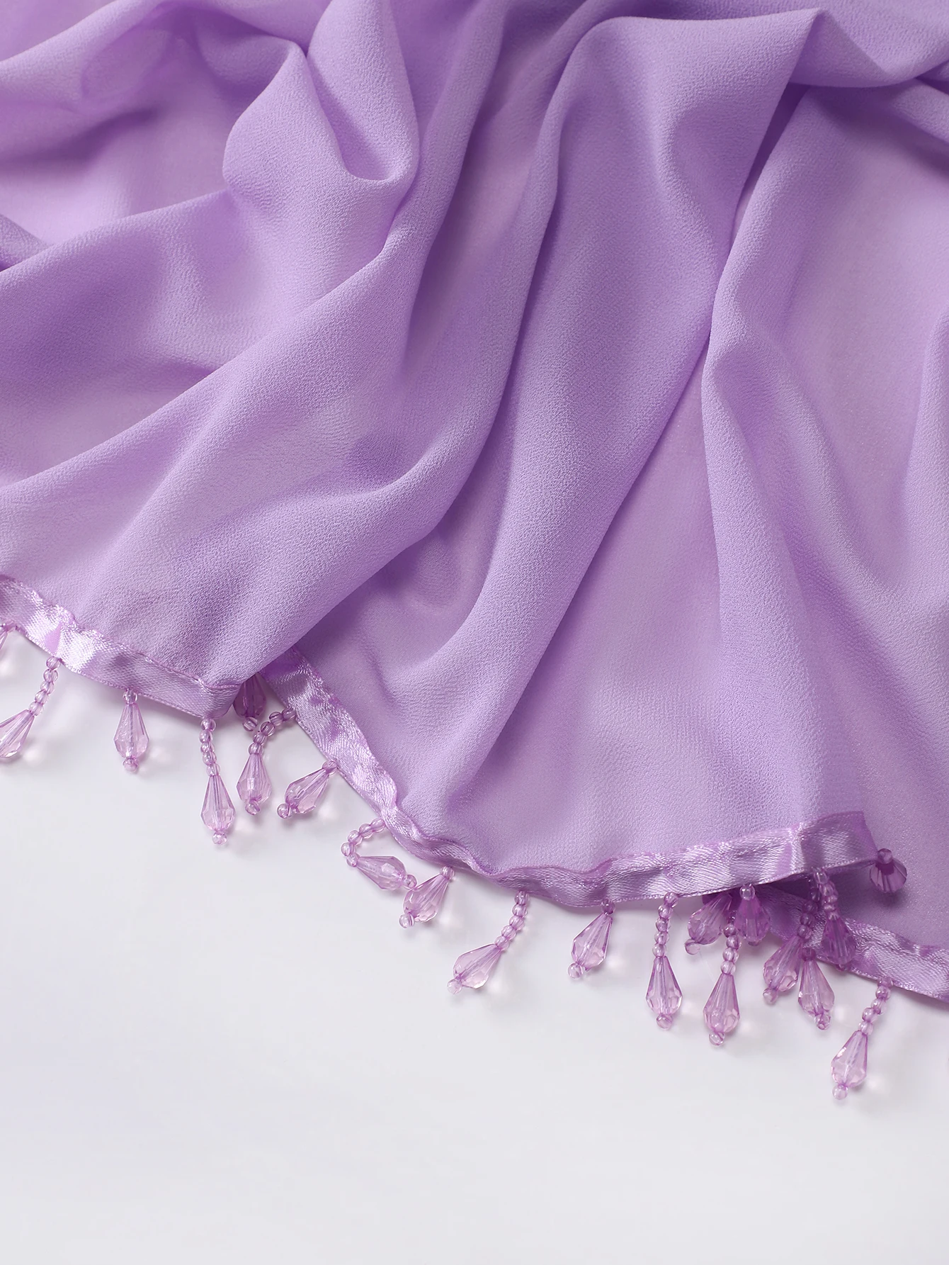 

Luxury Diamond Pendants Hijabs Muslim Chiffon Tassel Scarf Women Solid Color Shawls Wraps Islamic Headband Headscarf Turban