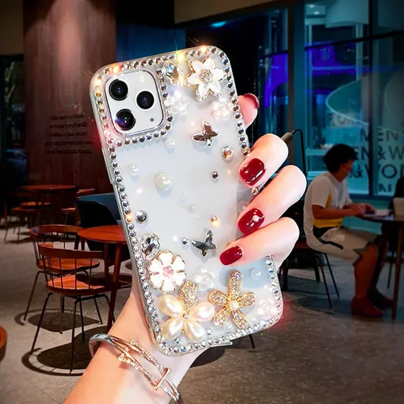Модный чехол для телефона со стразами iPhone 15 14 13 Pro Max 7 8 Plus Xs Чехлы ручной работы