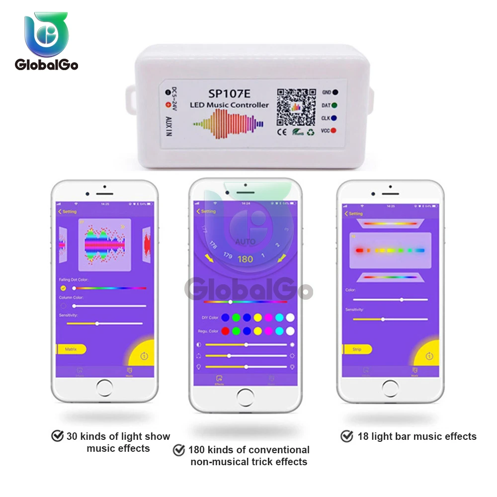 Bluetooth-совместимый полноцветный светодиодный пульт управления SP107E RGB с