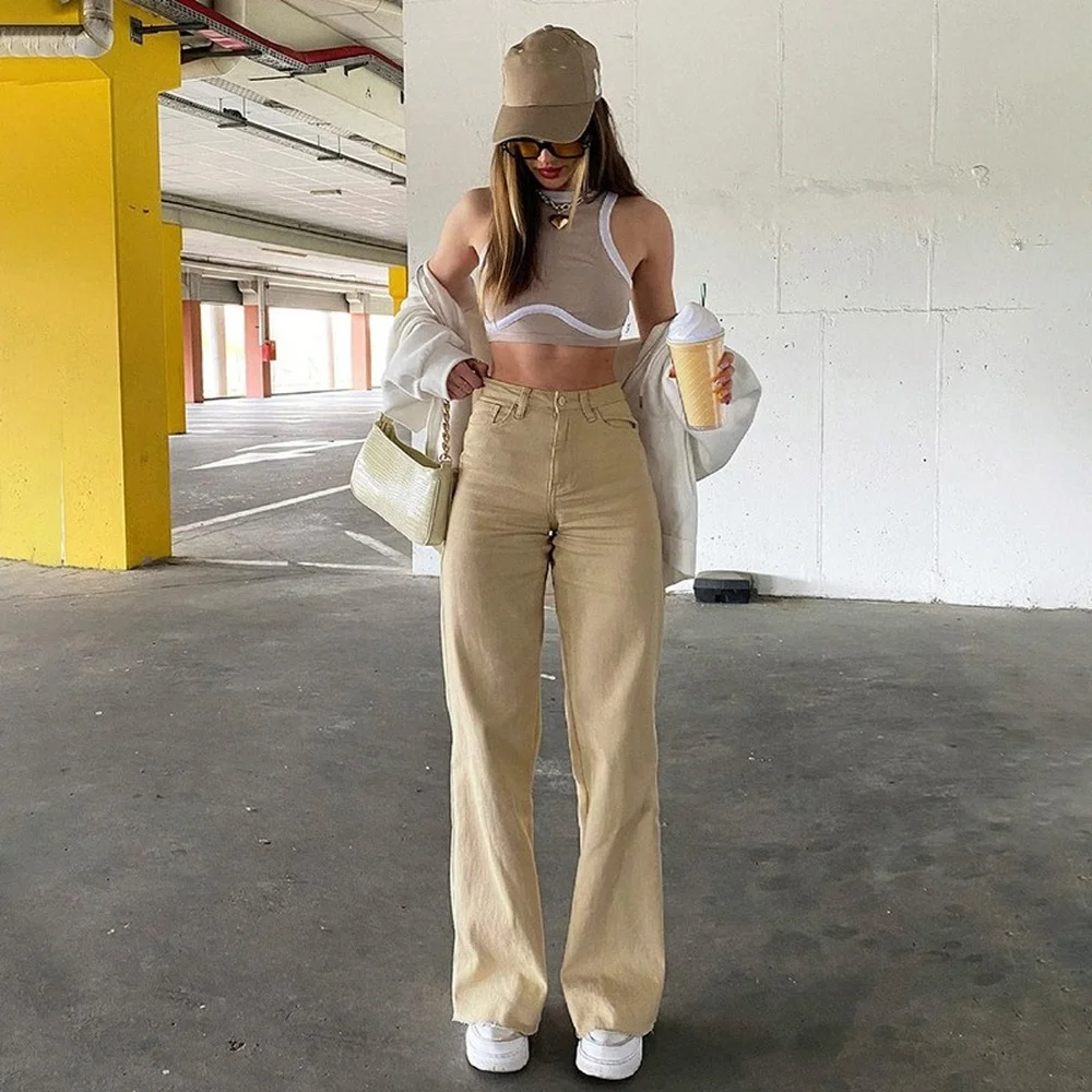 

Loose Casual Jeans for Women High Waist Wide Leg Femme Trousers Comfort Mom Jean Pants Capris Harajuku 2022 New