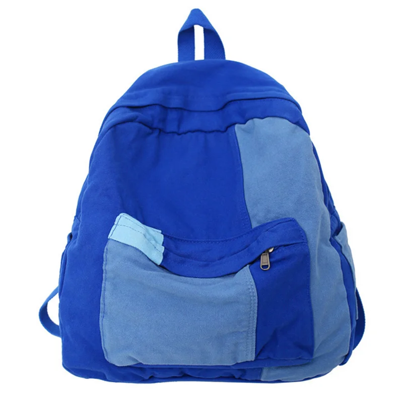 

Teenager 100% Cotton Fabric Big School Book Backpack Female Male High Street Travel Casual Cloth Daily Laptop Knapsack Backbag