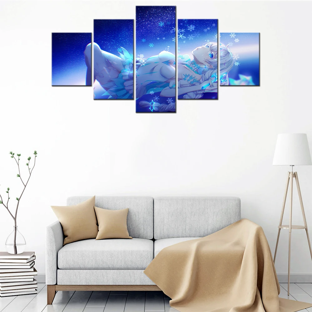 

Canvas Printed Painting Picture 5 Pieces Anime Sexy Girls HD Bedroom Decoration Living Room Wall Artwork Frame Poster Modular