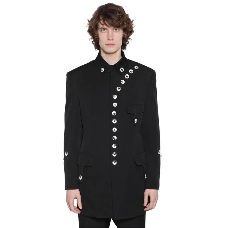 

style S-7XL!!Casual men's jacket catwalk style custom collar Chinese style suit